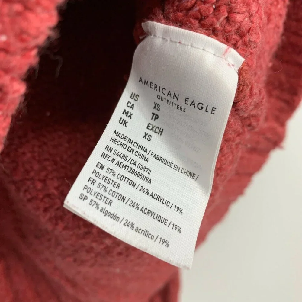 American Eagle Sweater Henley Jegging Fit Pullover Button Up Pink - Picture 8 of 12